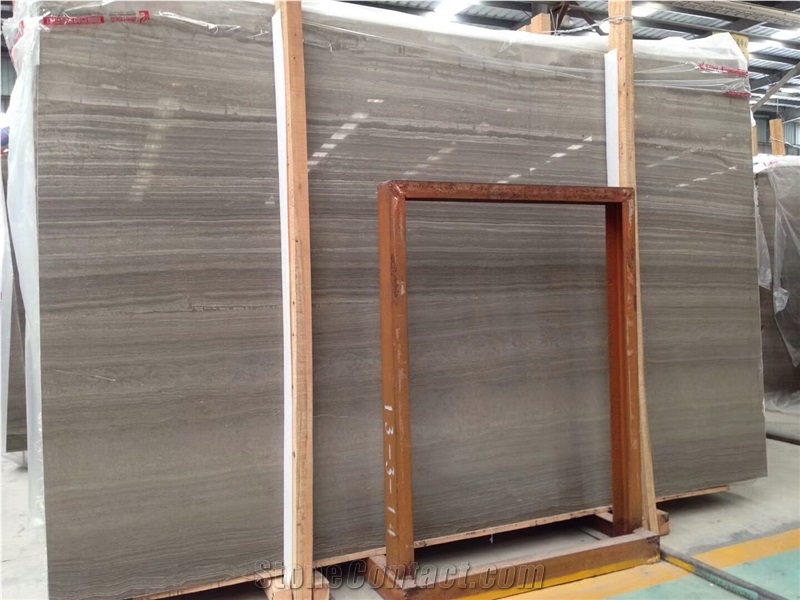 China Coffee Brown Wood Grain Marble Slabs for Floor and Wall Covering
