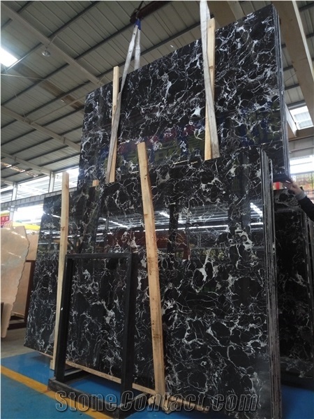 China Ice Black Marble Slabs with Fantastic Color and Good Polished
