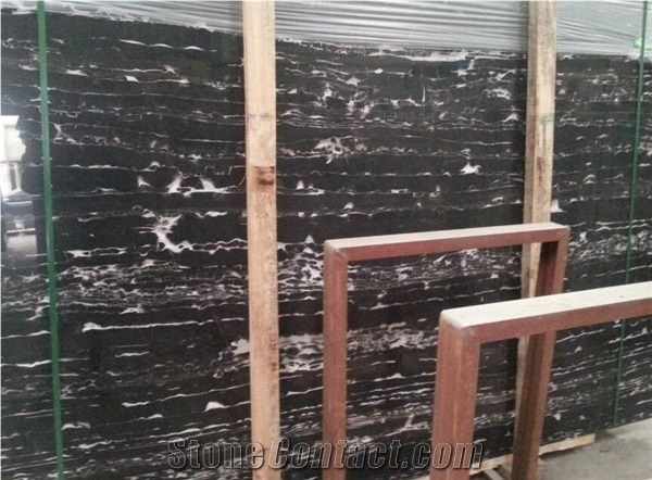 China Nero Portoro Silver White Dragon, Wall Clad Paving Panel Marble