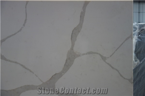 China White Quartz Engineered Stone Artificial Slab Floor Wall Project