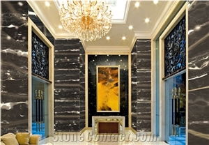 Chinese Cheap Silver Dragon Black Protoro Marble Direct Sale Slab/Tile
