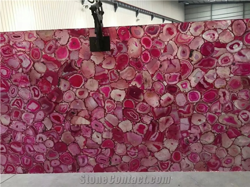 Chinese Pink Agate/Polished/Backlit/Semiprecious Stone Slab