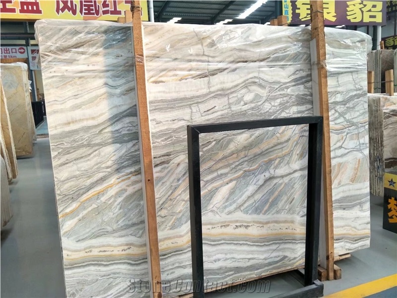 Colorful Walling Marble Tile,White Marble with Grey and Orange Veins