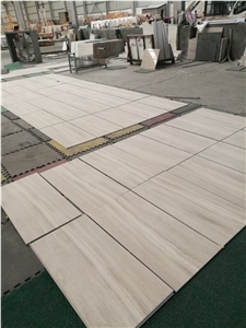 Crystal Wooden Vein White Marble Tiles Cut, Interior Stone