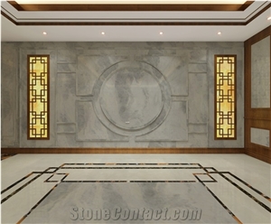 Erhai White Marble Black Vein Transmit Light Wall Background Slab Tile