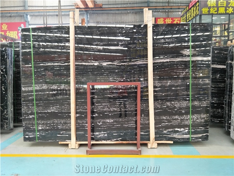 Factory Price Polished Silver Dragon Marble Slabs Multicolor Black