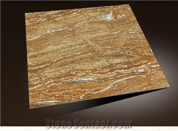 Golden Travertine Polished Surface, Hotel Wall and Floor Tiles & Slabs