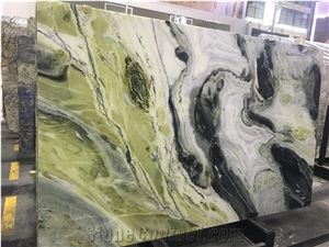 Green&Black Polished Slabs&Tiles Book Match Floor Wall Covering