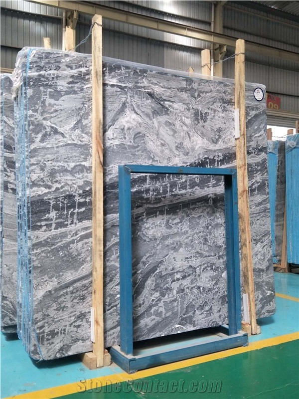 High Quality Silver Waves Grey Marble Slabs for Wall/Floor Decoration