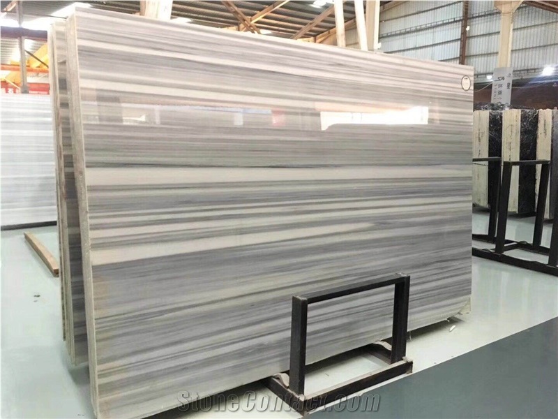 Hot Sale Straight Line Wood Grain White Marble Decorative Wall Panels