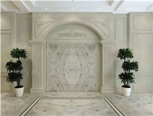 Ice White Jade Marble Wall Covering Polished Book Matched