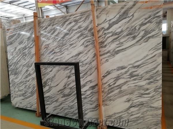 Italian Arabescato White Marble Tiles Slabs, Hotel Flooring & Walling