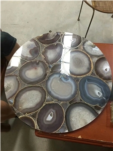 Multicolor Transparent Semiprecious Stone Laminated Top for Bar Tops