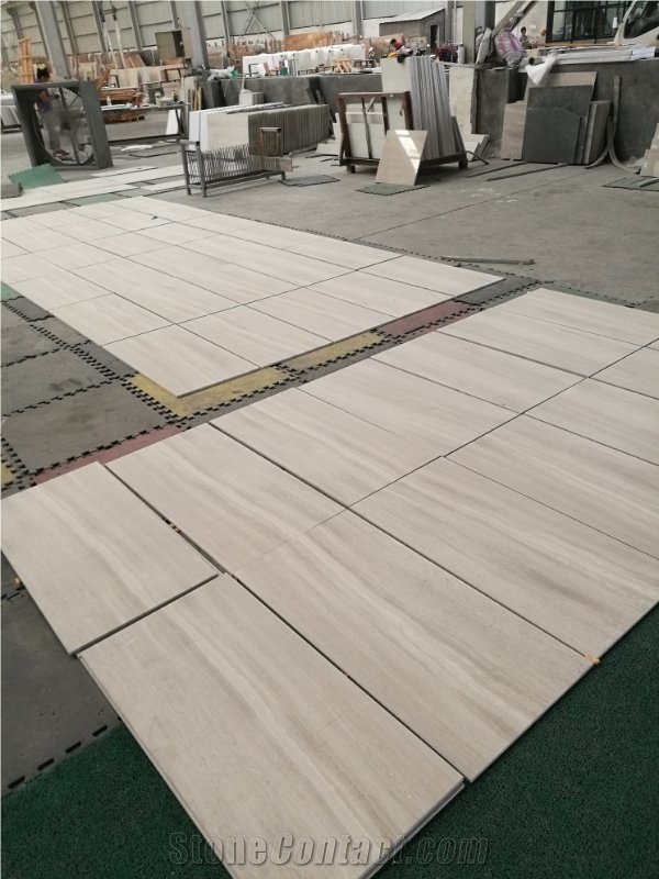 New White Wooden Grain Marble Tile, China Wood Vein Slab / Own Factory