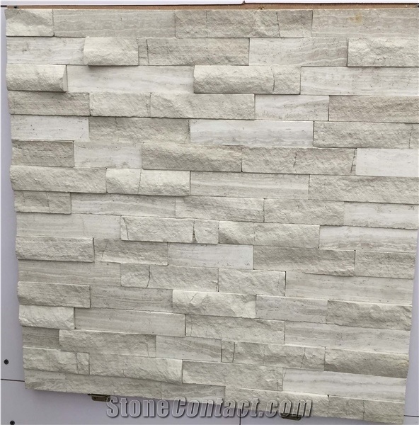 Oak White Marble Stacked Stone Ledger Panels-Oak White Split Face