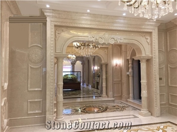 Polished Aran White Extra Marble,Office Bai Yulan Beige Slabs Tiles