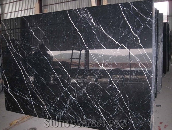 Polished Black Marble with Striking White Veins China Marquina Marble
