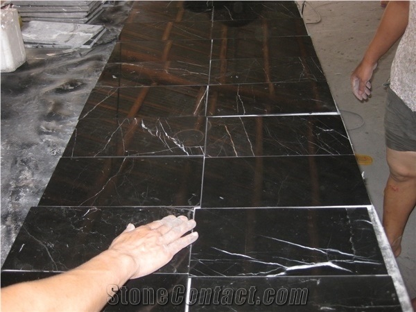 Polished Black Marble with Striking White Veins China Marquina Marble
