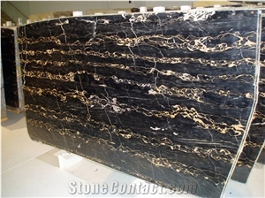 Polished Black Portoro Extra Marble Slabs Wall & Floor Covering Tiles
