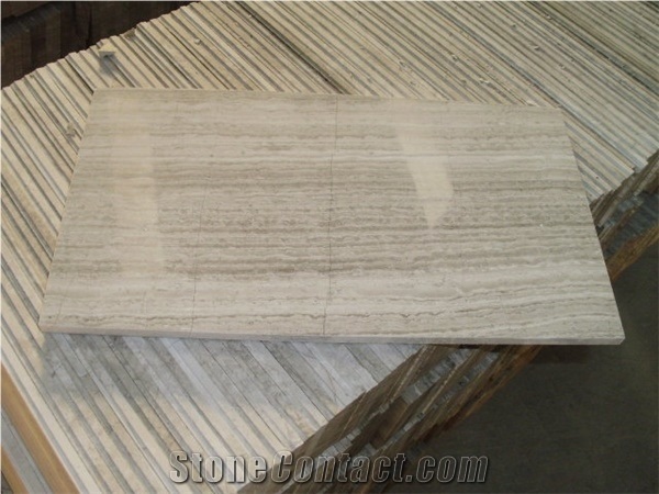 Polished Silver Travertine Light Tiles for Wall & Flooring Covering