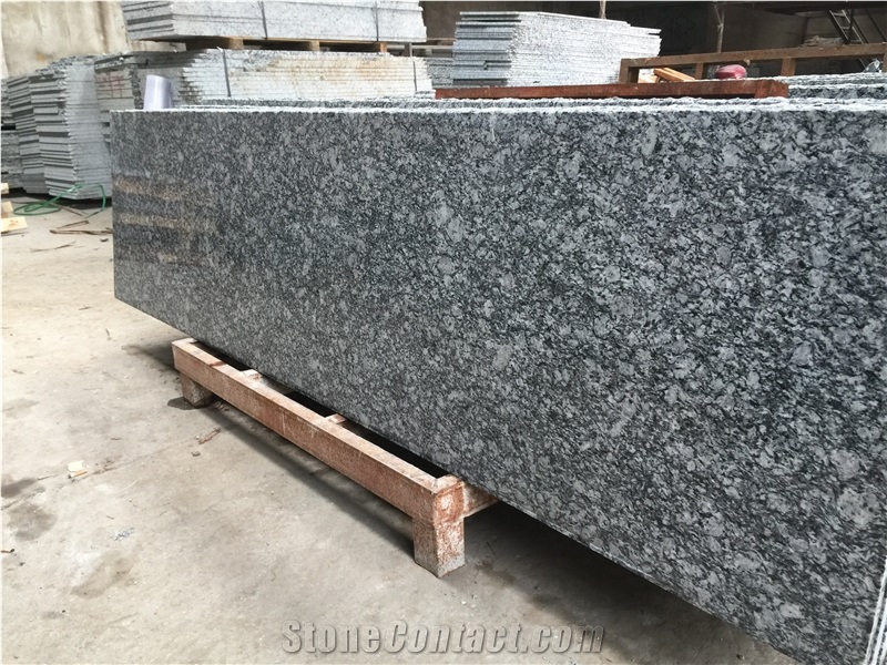Polished Spray White with Grey Granite, Seawave Art Carving Wall Panel