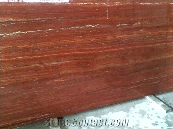 Red Travertine for Lobby, Bathroom,Toilet Use,Stone with Veins Pattern
