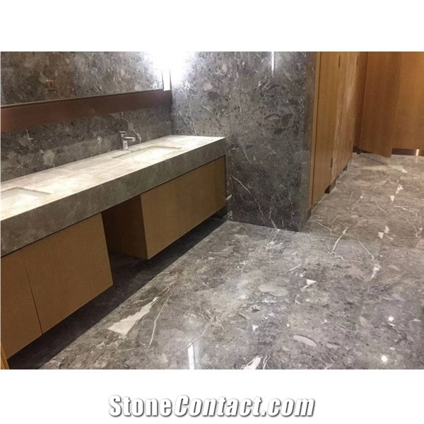 Stone Custom Floor Design Sunny Grey Marble with White Veins Slabs