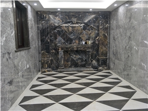 Turkey Dora Cloud Grey Project Interior Marble Wall & Flooring Design