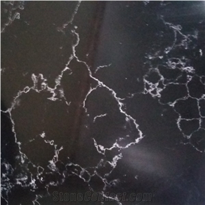 Vietnam Quartz Marble Looks Slabs,Black Artificial Stone White Vein