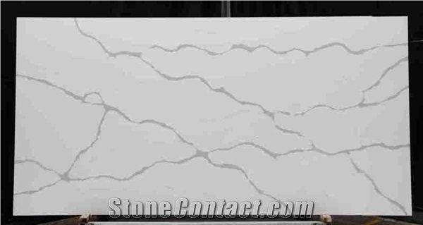White Quartz Engineered Stone Artificial Slabs for Hotel Kitchen