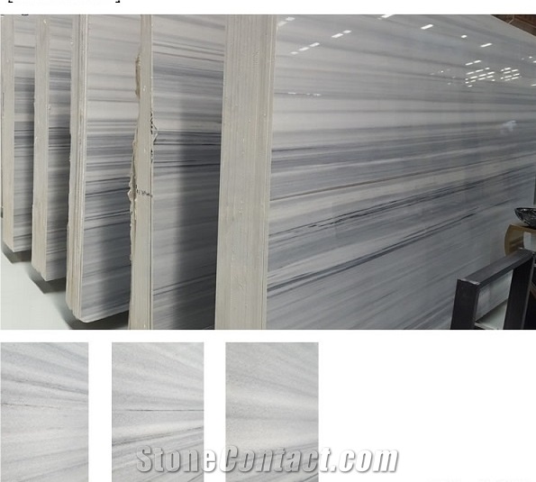 White Wooden Vein Marble Slabs, Decorative China Equator White Marble