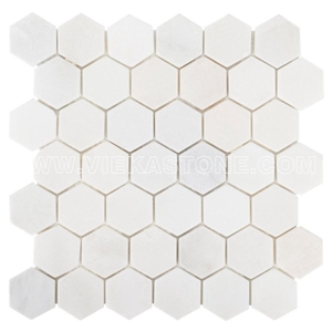 Thassos,Crystal White Polished Marble Hexagon Mosaic Tile for Wall