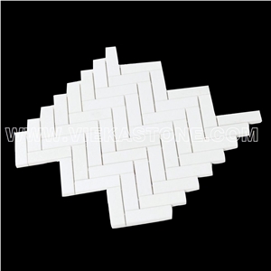 Thassos Herringbone Marble Mosaic Tile for Wall and Floor Covering