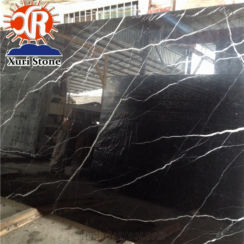 China Cheap Black with White Vein Marble Nero Marquina Marble Big Slab