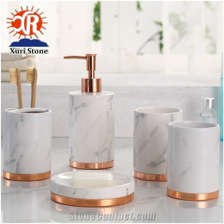 Marble Resin Bath Accessory Bathroom Accessories Set with Soap