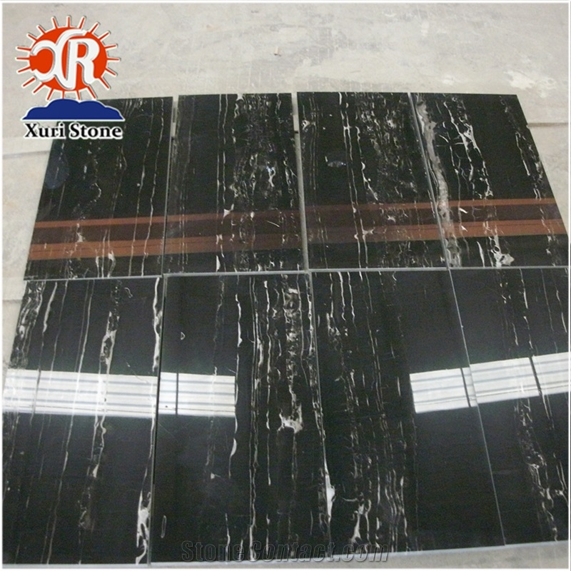 Natural Cheap Silver Dragon Black Marble Tiles for Flooring Project