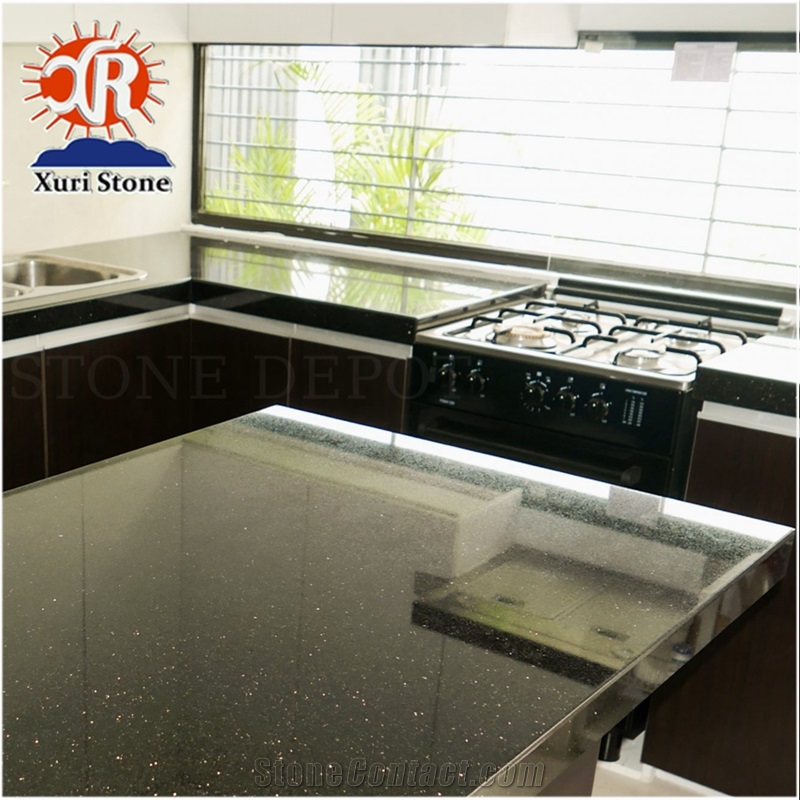 Popular Black Galaxy Granite Countertop/Vanity Top for Home Decoration
