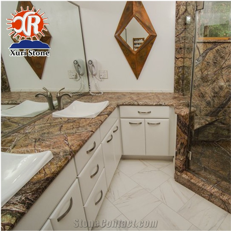 Prefab Rainforest Green Marble Kitchen Countertops Price From
