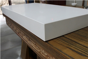 White Quartz Countertop 45 Degree Laminated White 2141
