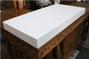 White Quartz Countertop 45 Degree Laminated White 2141