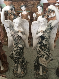 Angel Carving Women White Marble Statue