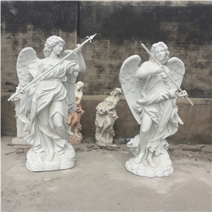 Western Marble Angel Sculpture for Garden Decoration