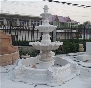 White Marble 3 Layers Outdoor Marble Water Fountain