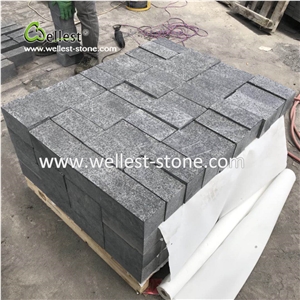 Black Basalt Cube Stone Flamed Finish for Floor Stone Pavers
