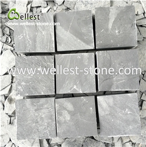 Black Slate Natural Split Cube Stone for Paver Cobble Stone