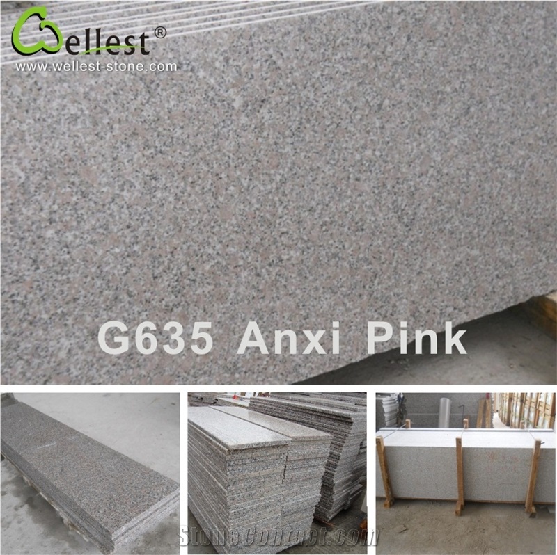 Classical Durable Pink Polish Granite Tile for Outdoor Wall Cladding
