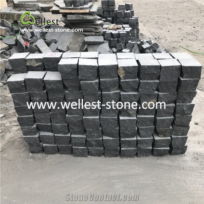 G684 Black Granite Cube Stone with Flamed Finish,Other Semi-Flamed