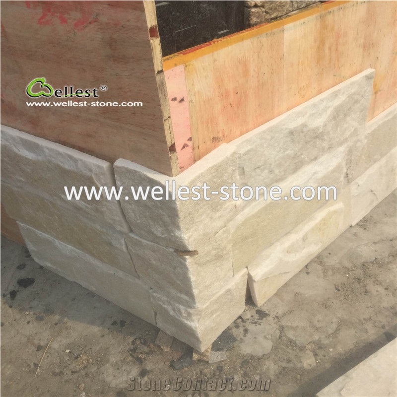 Mushroom Wall Cladding,White Quartzite Corner Stone for Exterior Wall