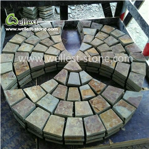 Rusty Slate Meshed Stone/Cube Stone for Floorring Paving Tile