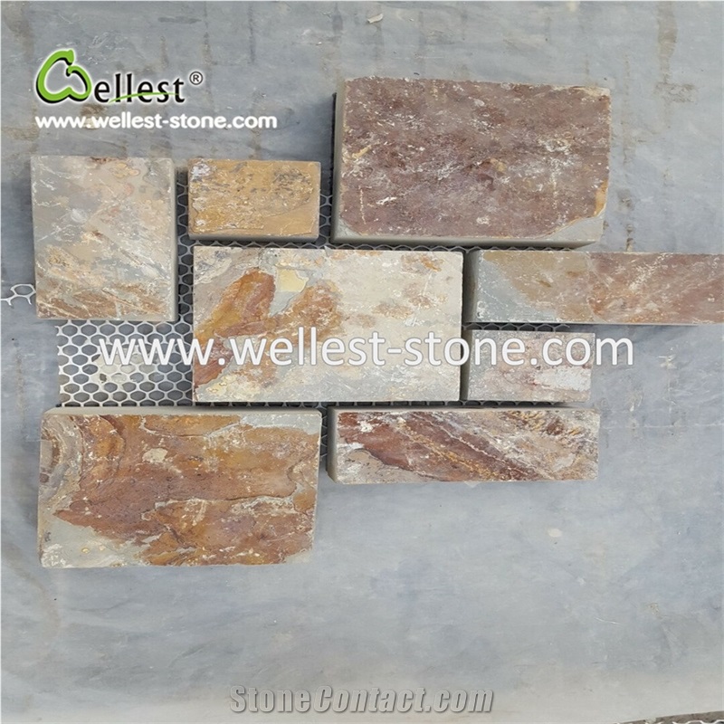 Rusty Slate Stone Sets Loose Stone Meshed for Floor Covering
